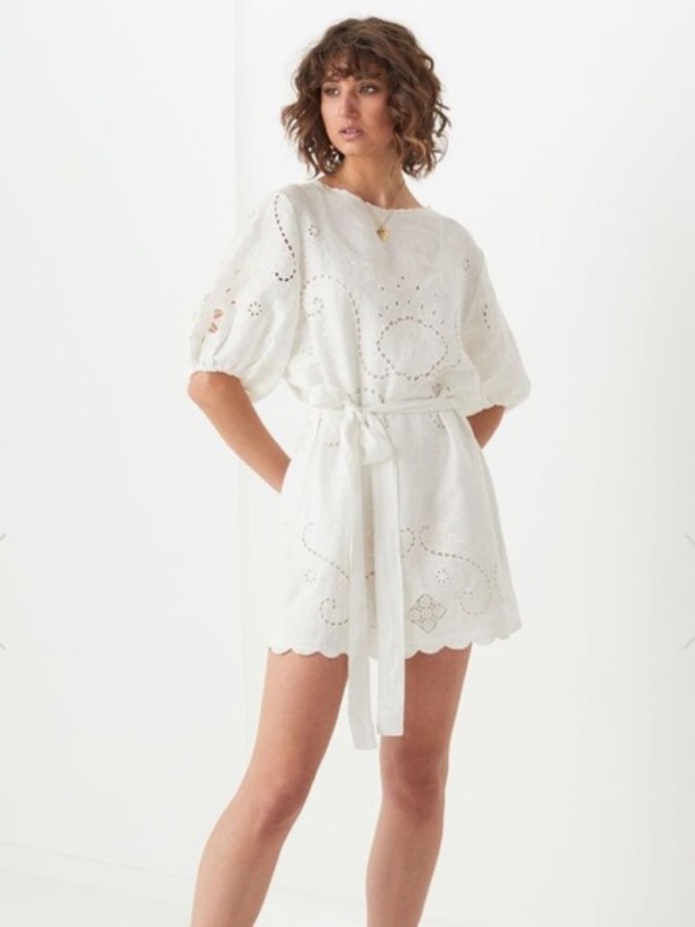 New Spell & The Gypsy Collective Lala Linen Shift Dress Medium White Tunic